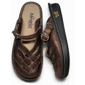 Alegria Leather Mule Clogs FRE-201 Size 37 US 7-7.5 Bronze Slip-On EUC